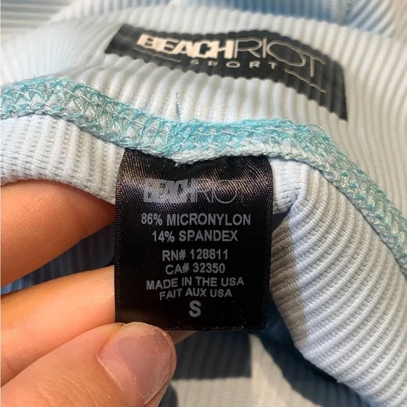 Beach Riot Blue Ribbed Fold Over Leggings - Picture 6 of 8